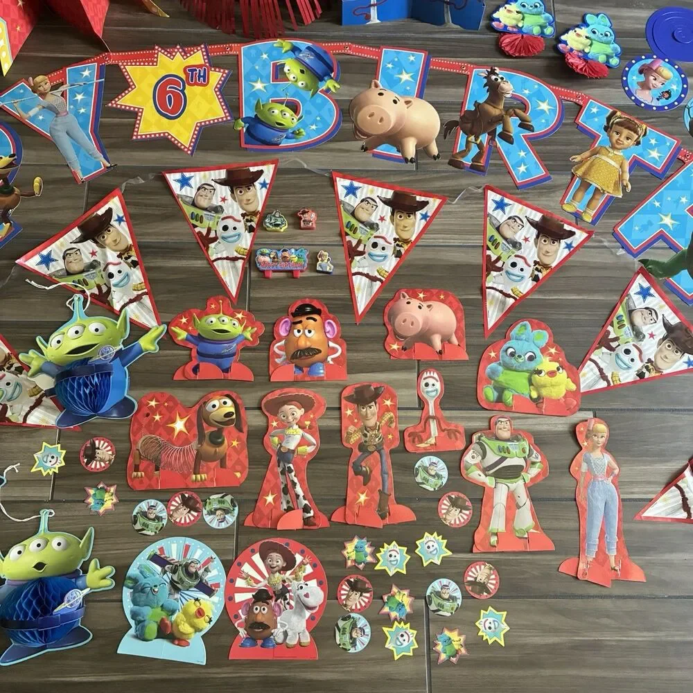 Toy Story 4 Birthday Party Decorations Lot of 60+ Disney Pixar Woody Buz Forky